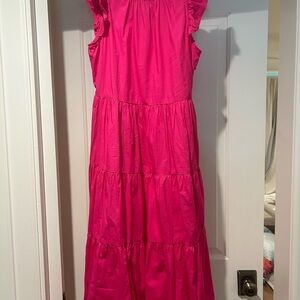 J.Crew Hot Pink tiered sleeveless Dress